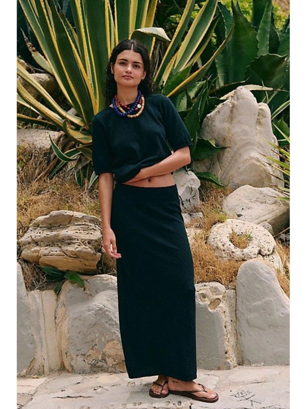 Free People Black Knit Midi Skirt - XL
